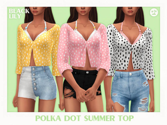 Sims 4 polka dot summer top by black lily