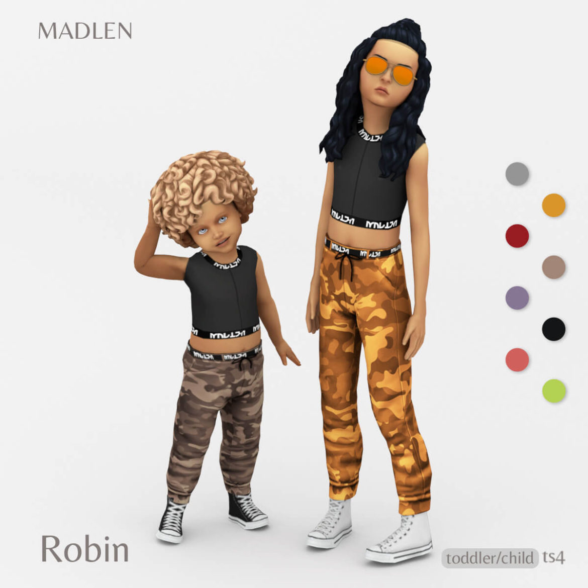 Sims 4 robin outfit stylish camo outfit for kids