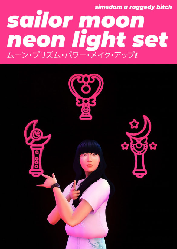 Sims 4 sailor moon neon sign set