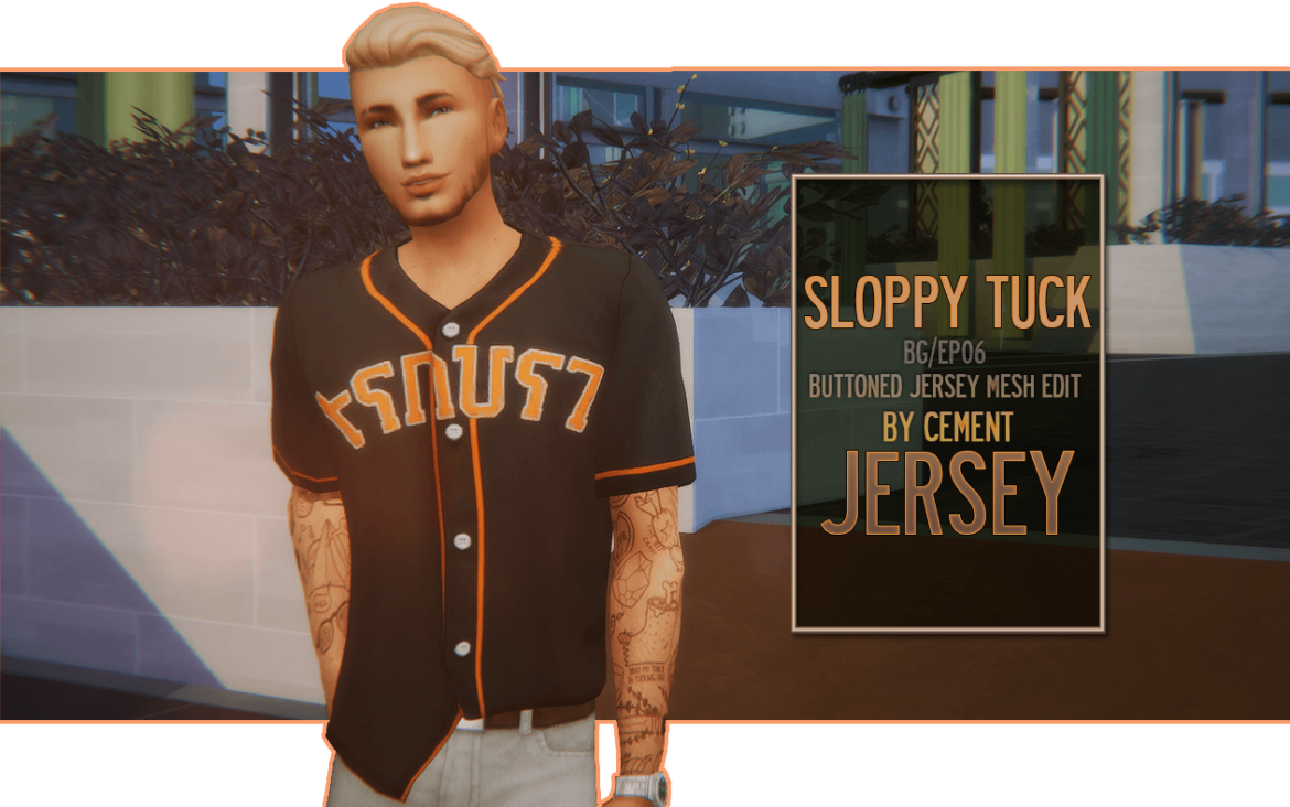 Sims 4 sloppy tuck jersey bgep06 buttoned jersey