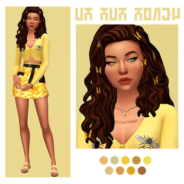 Sims 4 uh huh honey by colourpop hair butterfly acc - MiCat Game