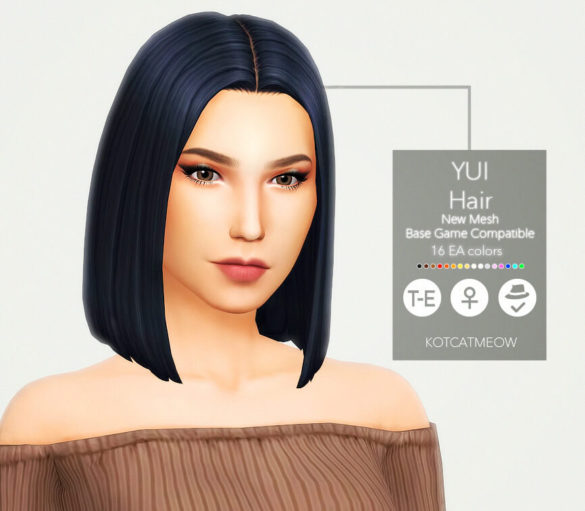 Sims 4 yui hair remake base game compatible