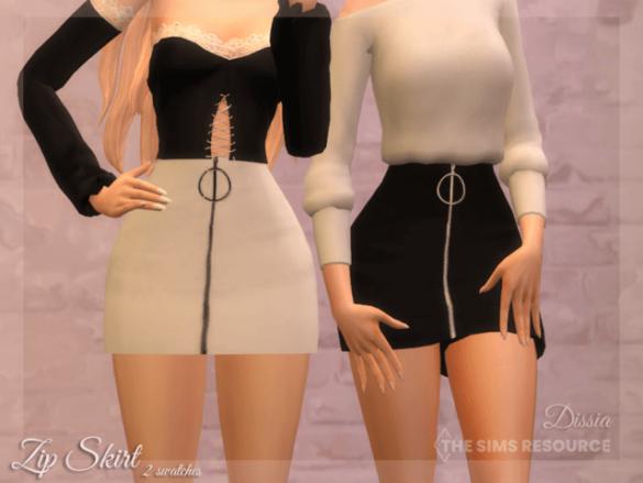 Sims 4 zip skirt 2 swatches base game compatibile