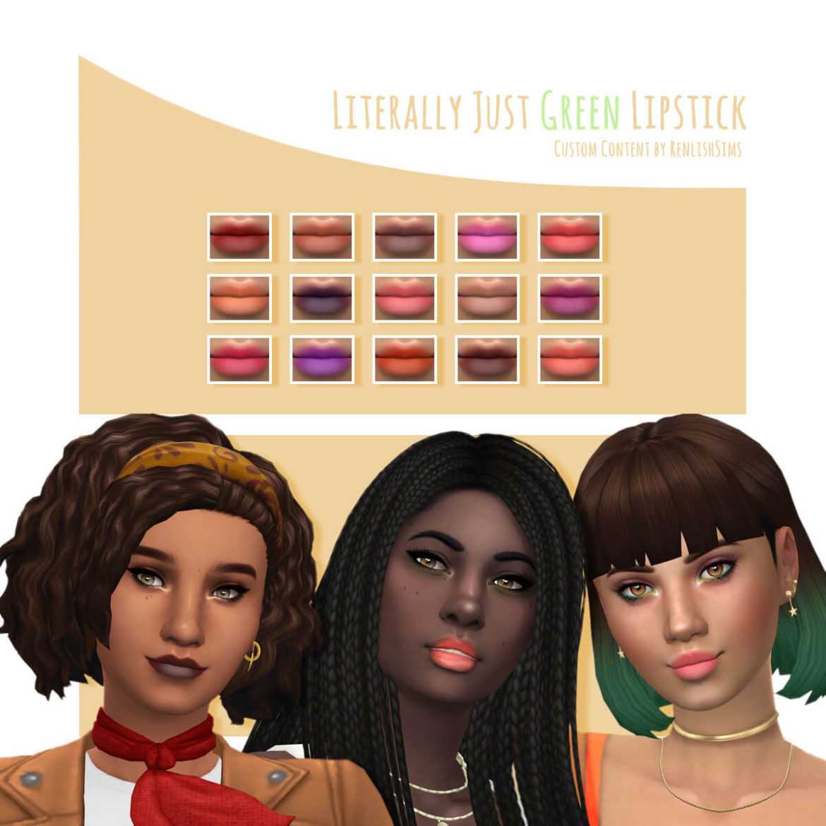 Sims 4 LITERALLY NO GREEN LIPSTICK