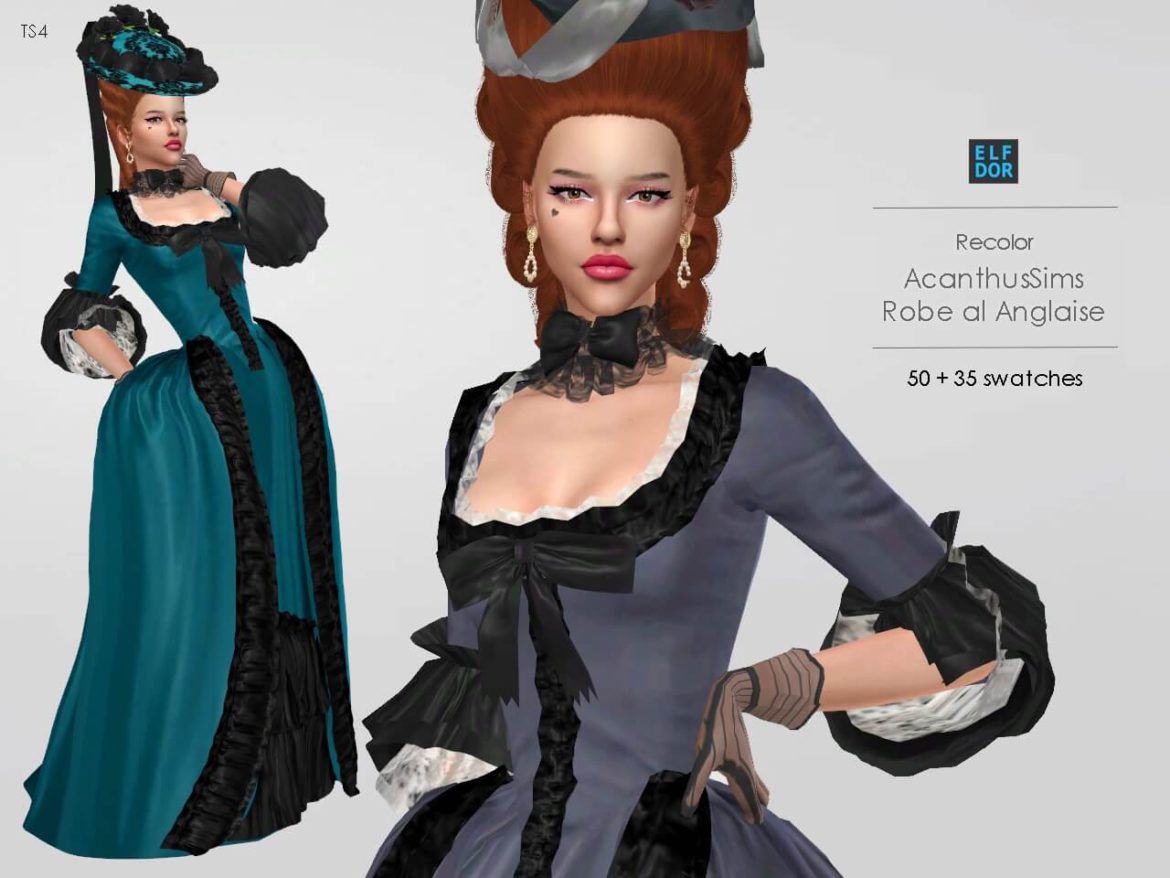 Sims 4 AcanthusSims Robe a la Anglaise RC by Elfdor Sims
