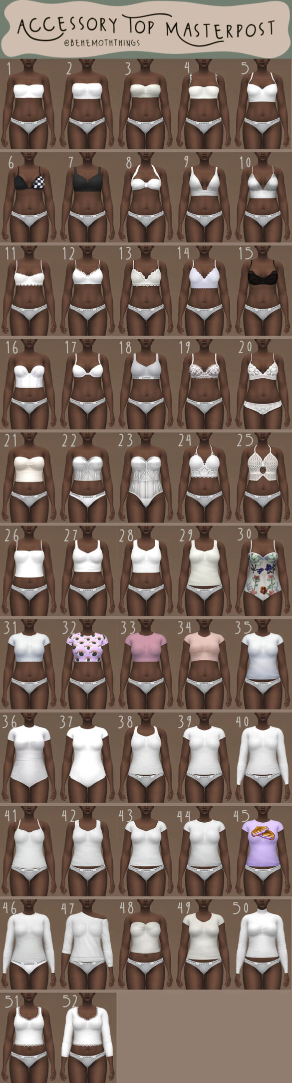 Sims 4 accessory top masterpost part i sleeveless