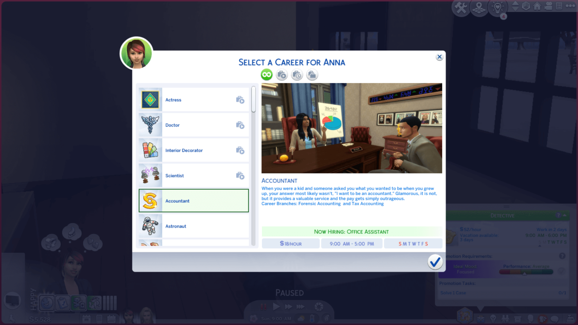 Sims 4 Accountant Career (Branches & Reward Traits)