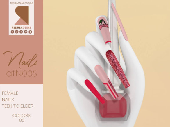Sims 4 AF Nails N005 by Red Head Sims