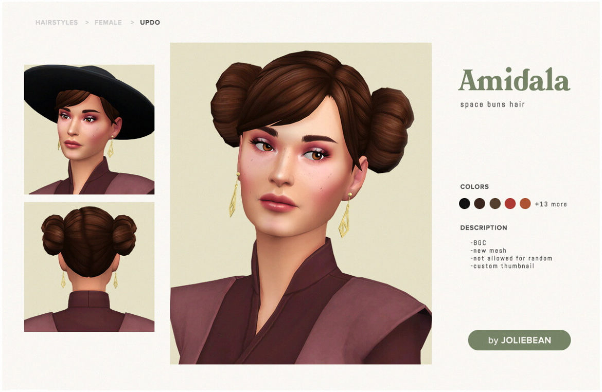 Sims 4 Amidala Hair by Joliebean