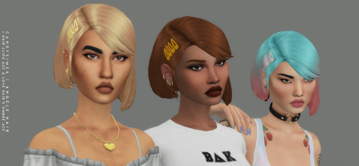 Sims 4 Angele Hair and Angele hair clips by Candy Sims 4