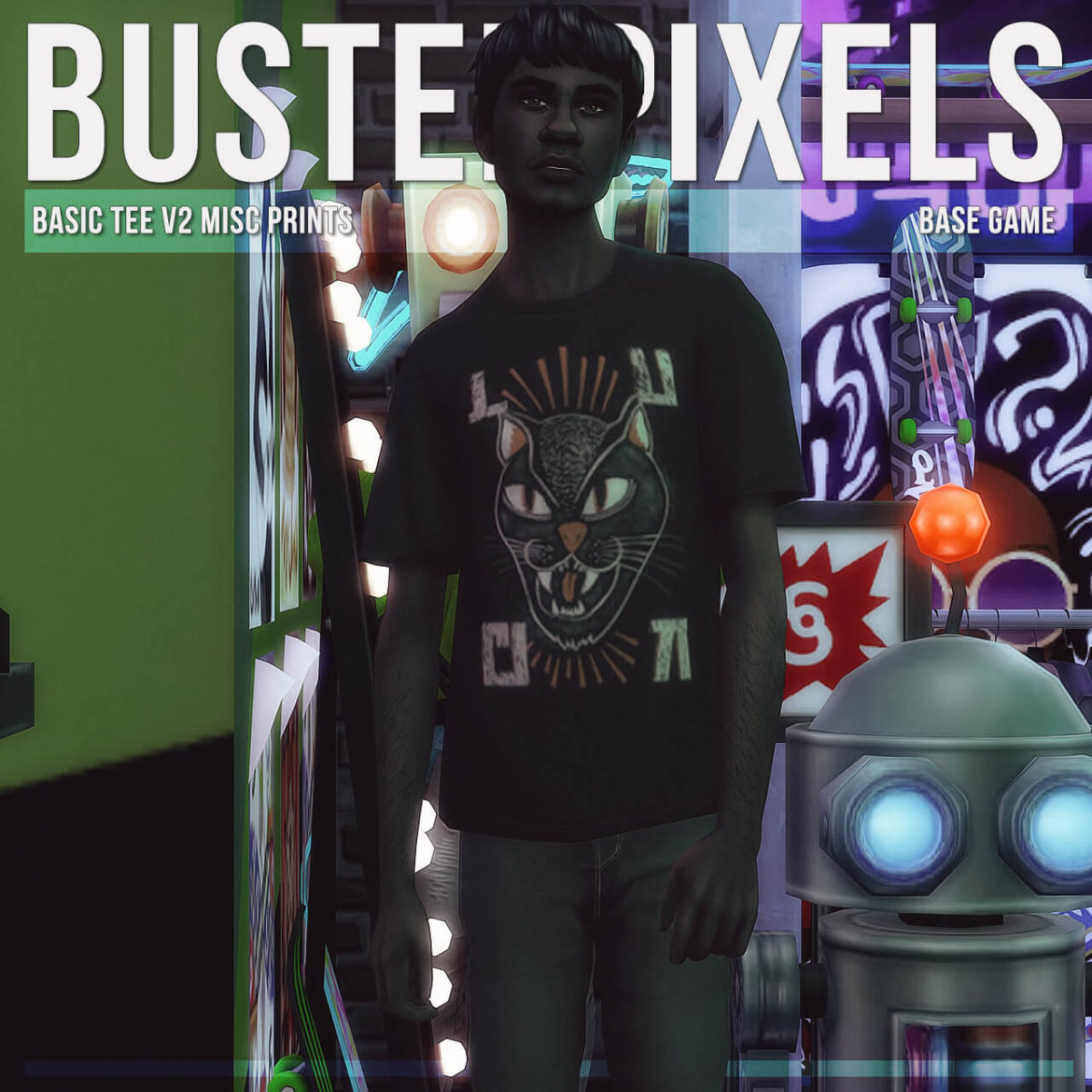 Sims 4 basic tee v2 misc prints base game compatible