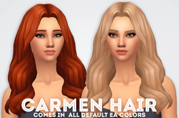 Sims 4 carmen hair comes in all ea colors hat compatible