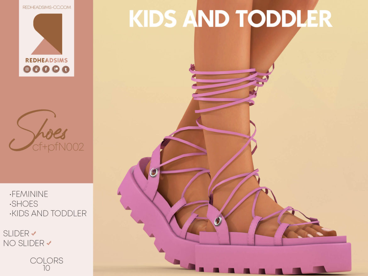 Sims 4 cf pf shoes n002 slider and no slider kids