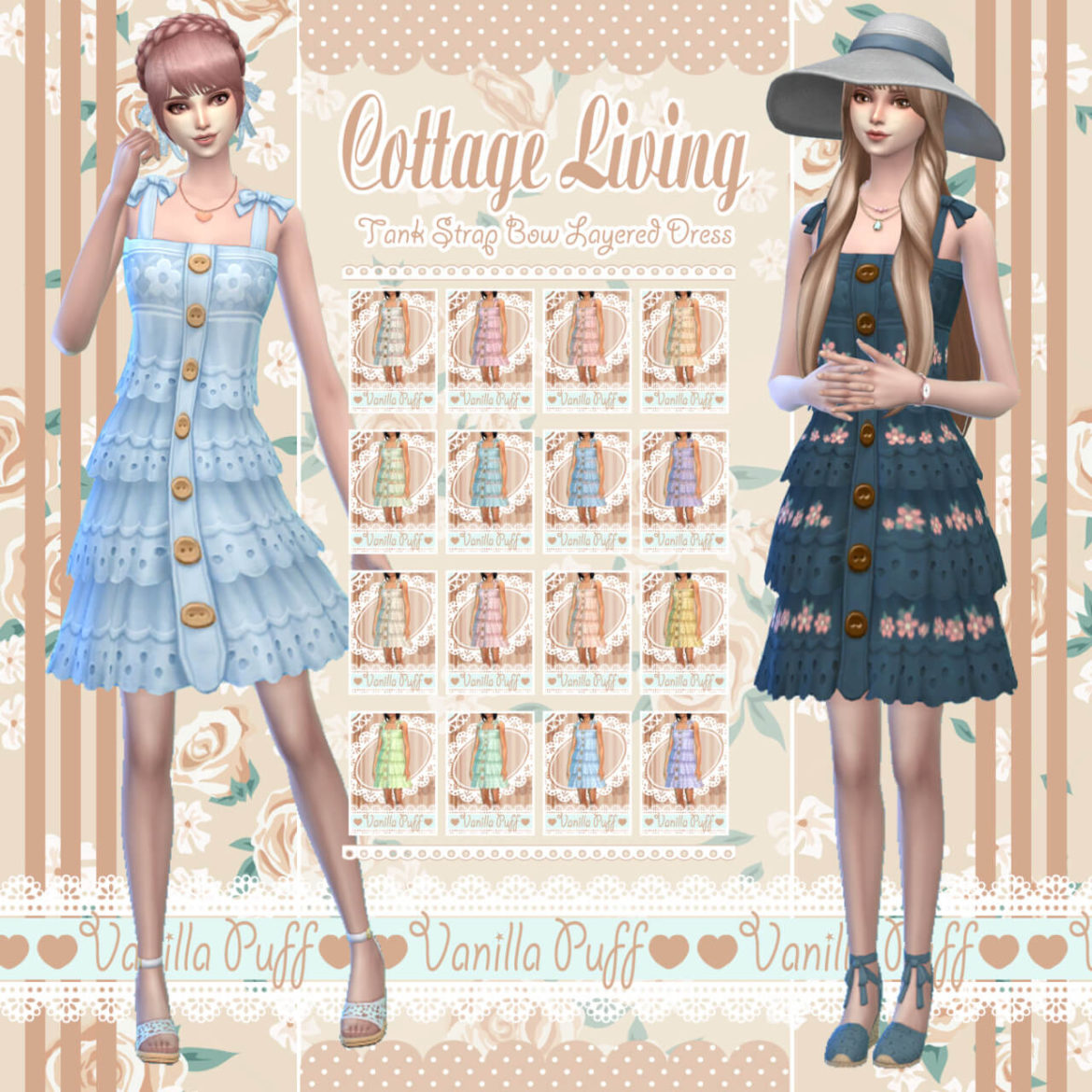 Cottage Tank Strap Bow Layered Dress by VANILLA PUFF