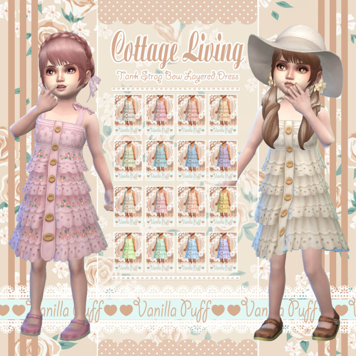 Cottage Tank Strap Bow Layered Dress