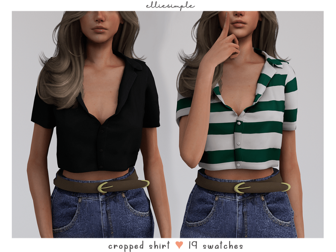 Sims 4 cropped shirt original mesh 19 swatches morphs