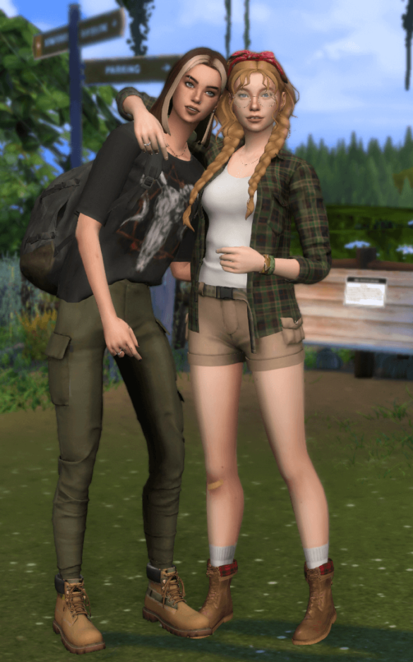 Sims 4 day 9 hiking trip pose by ssiat left top