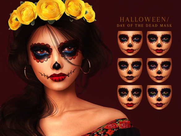 Sims 4 day of the dead halloween mask female