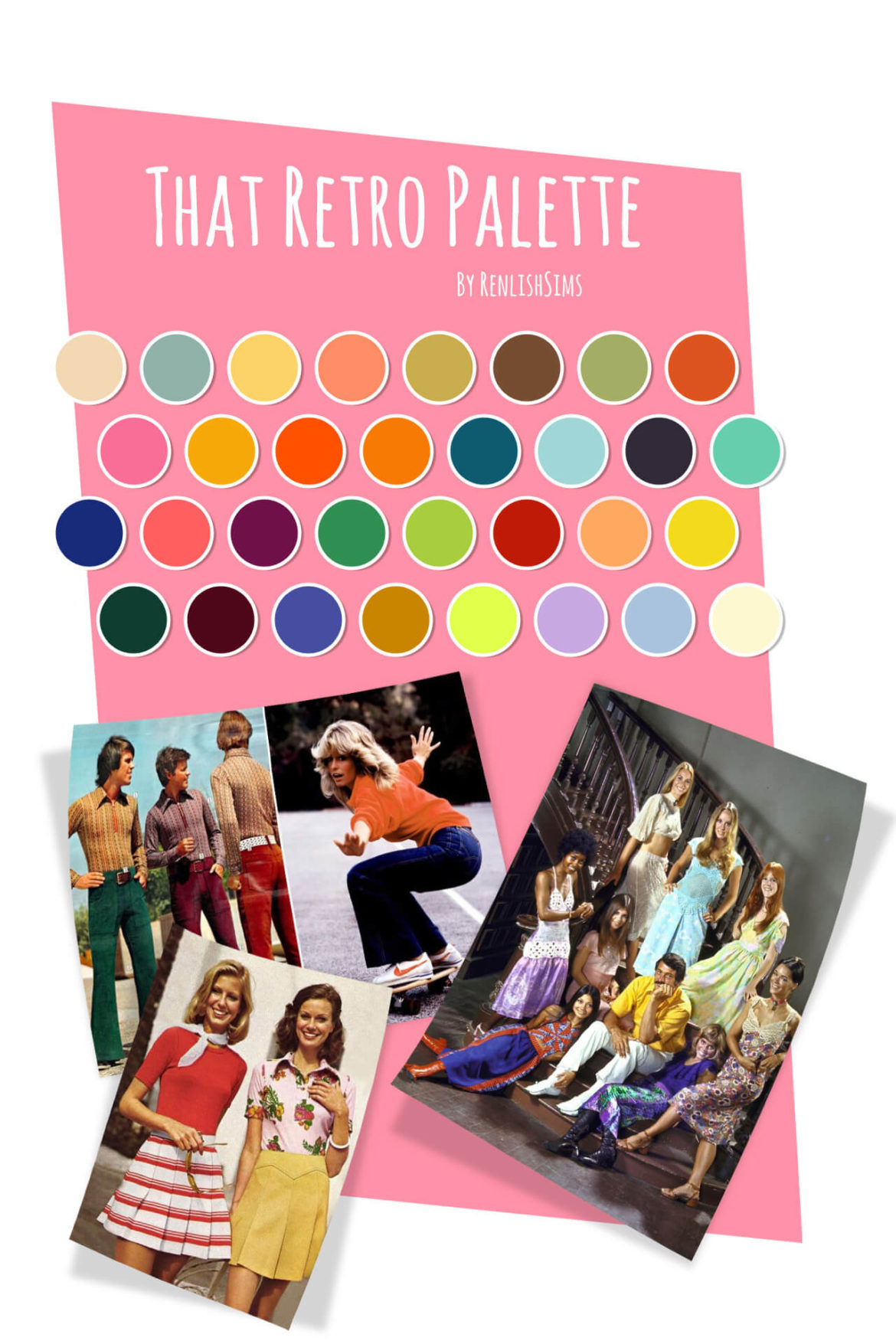 Sims 4 drawn from fashion plates and official colours