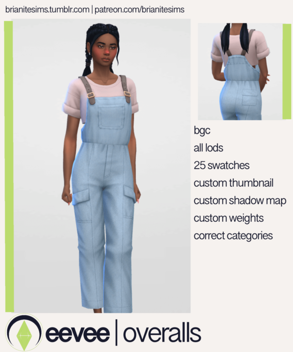 Sims 4 eevee overalls bgc 20 swatches 5 denim