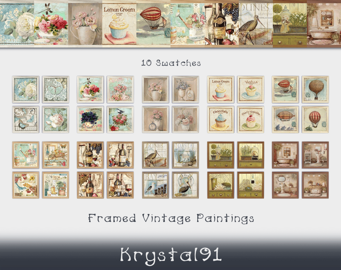 Sims 4 framed vintage paintings a recolorretexture of