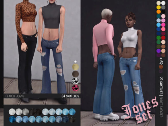 Sims 4 helgatisha jones set flared jeans