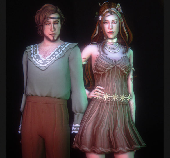 Sims 4 huego hairstyle ferroniere blouse trousers