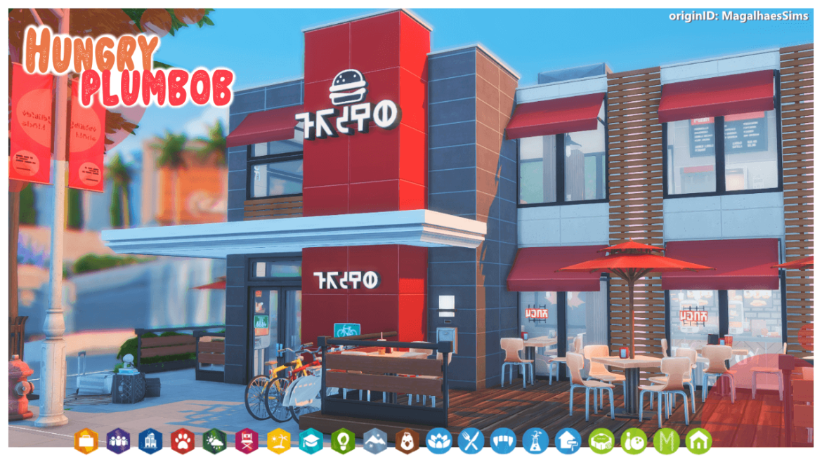 Sims 4 hungry plumbob fast food maxis match cc build