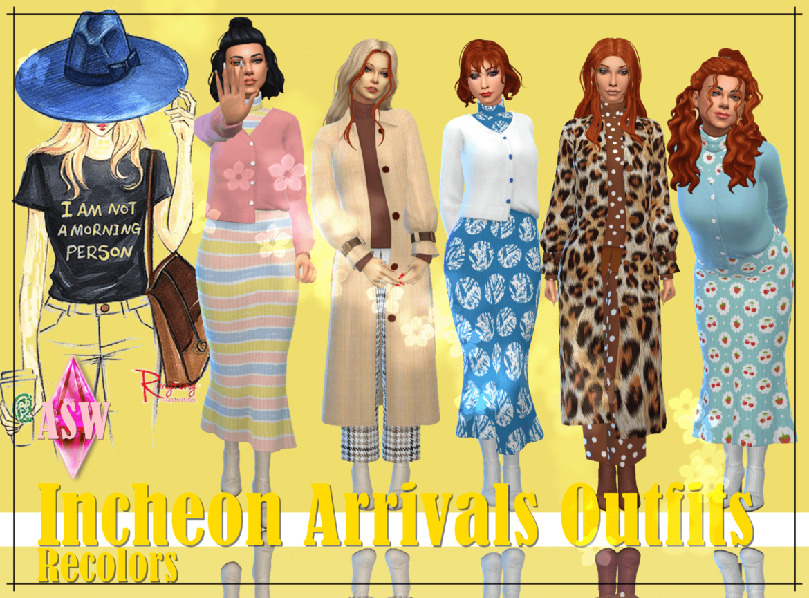 Sims 4 incheon arrivals outfits recolors mesh by ea