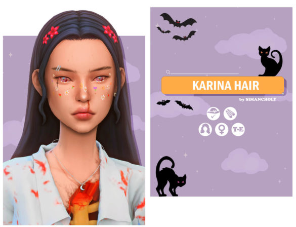 Sims 4 karina hair by simancholy base game compatible