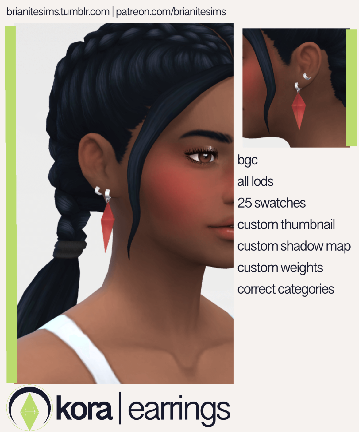 Sims 4 kora earrings