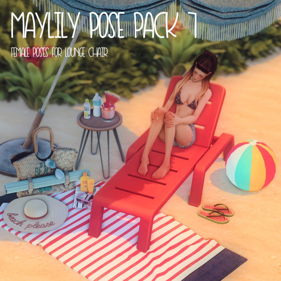 Sims 4 maylily pose pack 7 female pose for lounge chair x