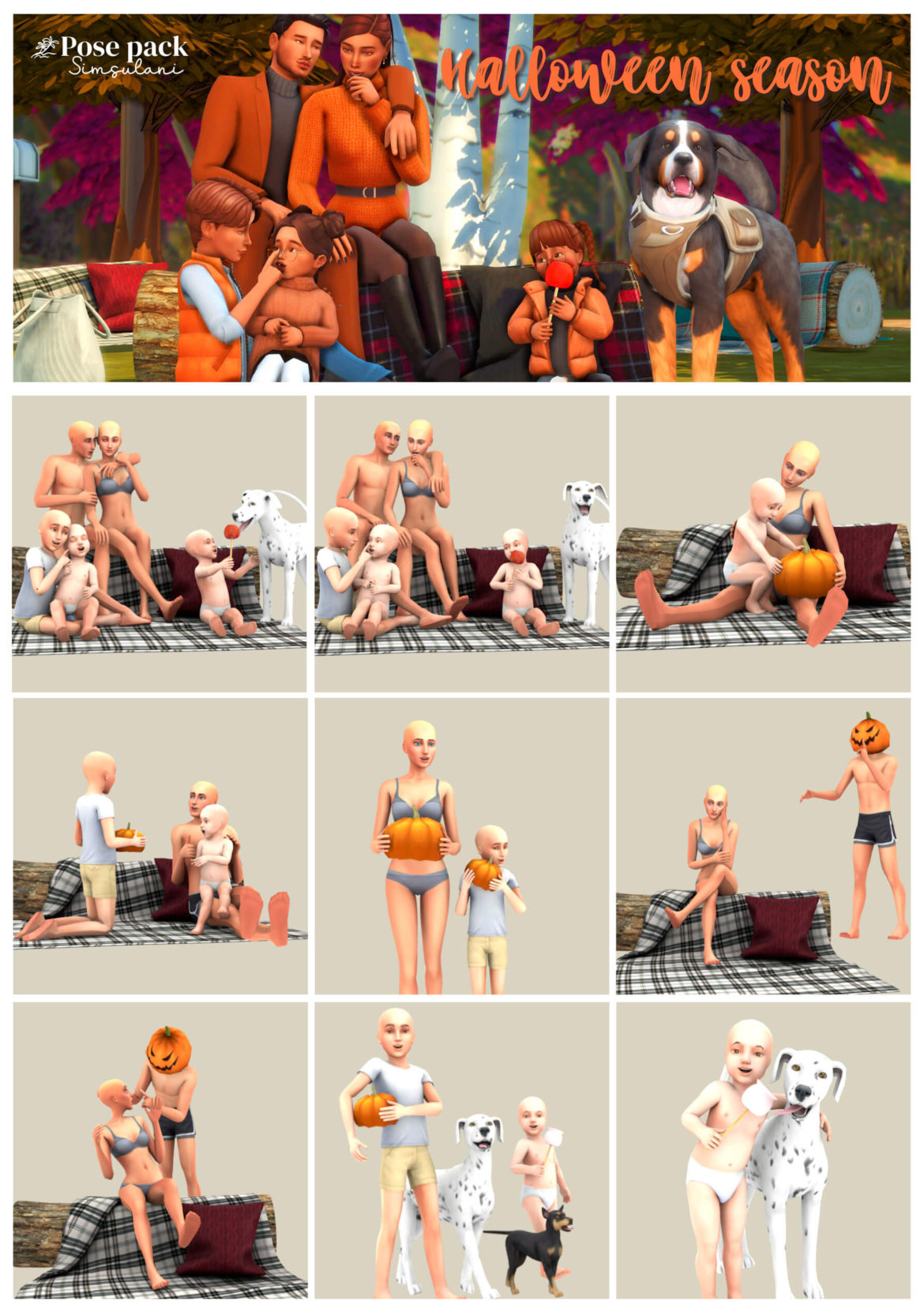 Sims 4 161 POSE PACK Halloween Season