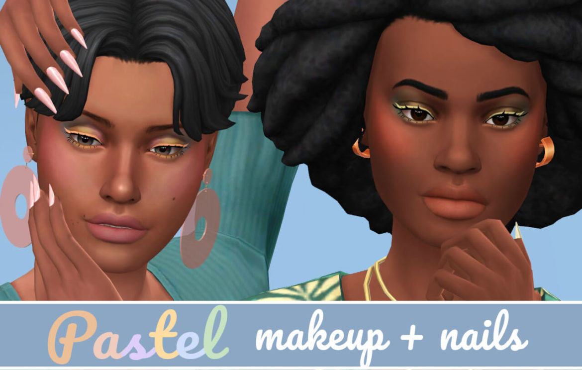 Sims 4 PASTEL collection nails & makeup