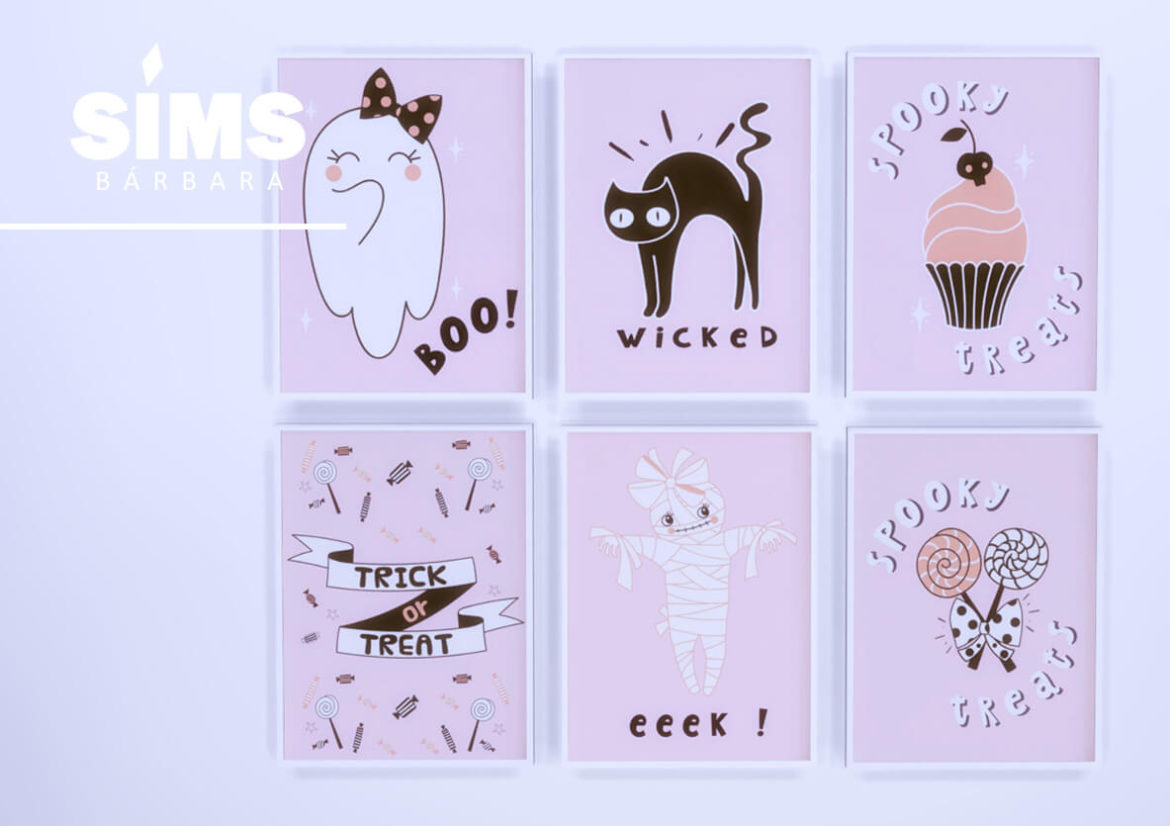 sims 4 pink cute happy halloween prints