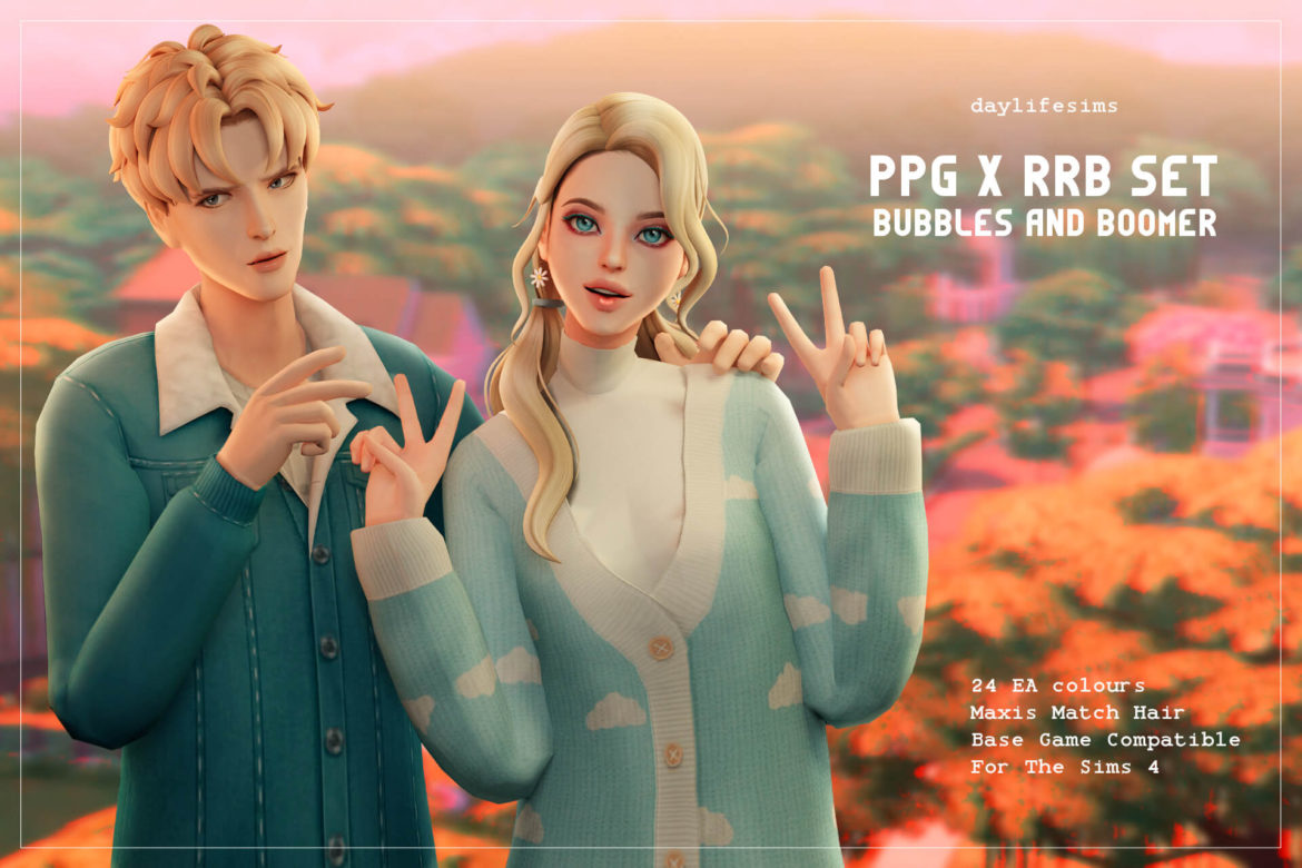 Sims 4 ppg x rrb hair set bubbles and boomer and