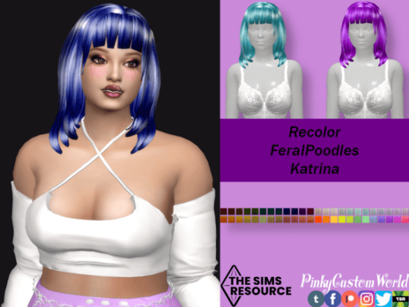 Sims 4 Recolor of FeralPoodles Katrina hair