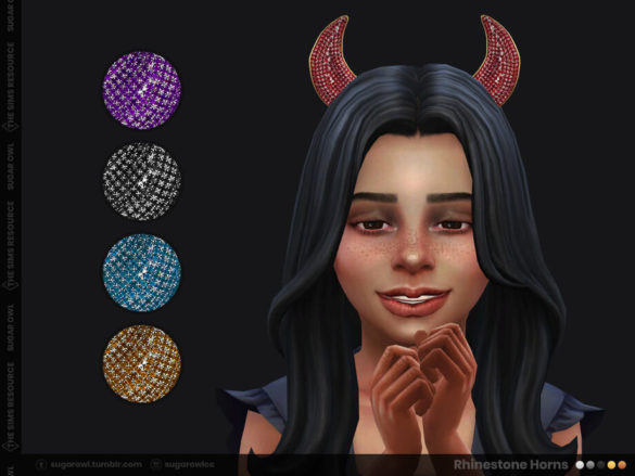 Sims 4 Rhinestone horns for kids by sugar owl