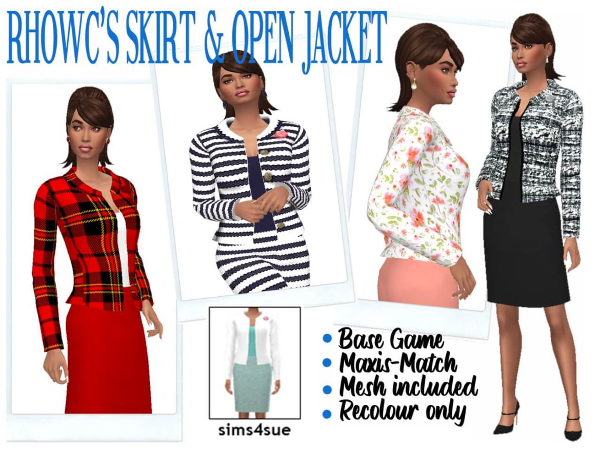 Sims 4 RHOWC’S SKIRT & OPEN JACKET by Sims4Sue