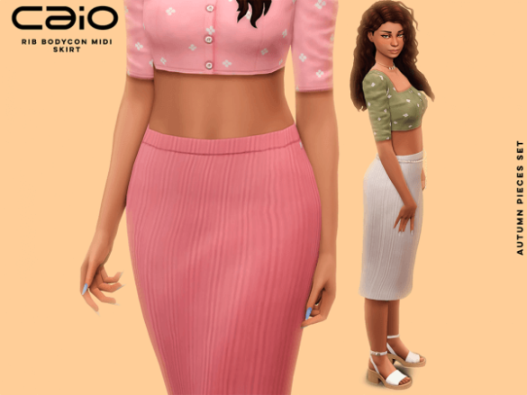 Sims 4 Rib Bodycon Midi Skirt