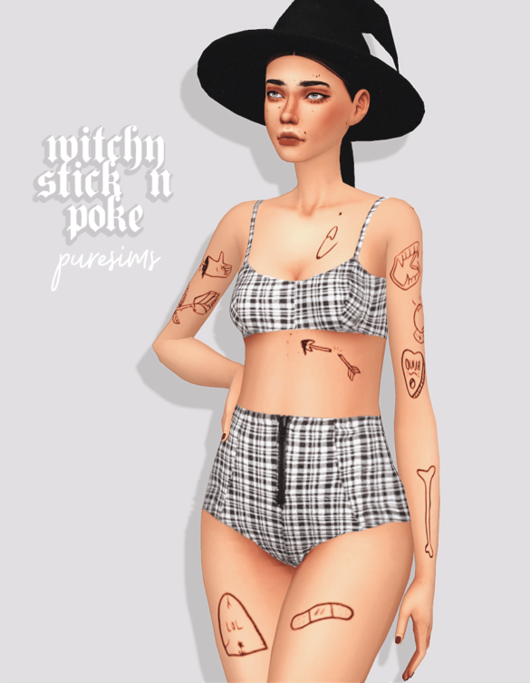 Sims 4 simblreen treat 1 witchy stick n poke tattoo