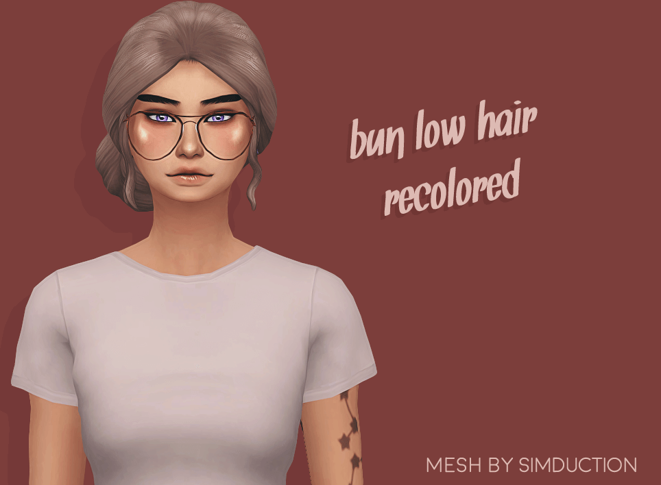 Sims 4 Simductions Bun Low Hair Recolored Micat Game 2980