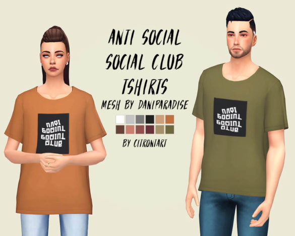 Sims 4 simlish anti social social club tees original