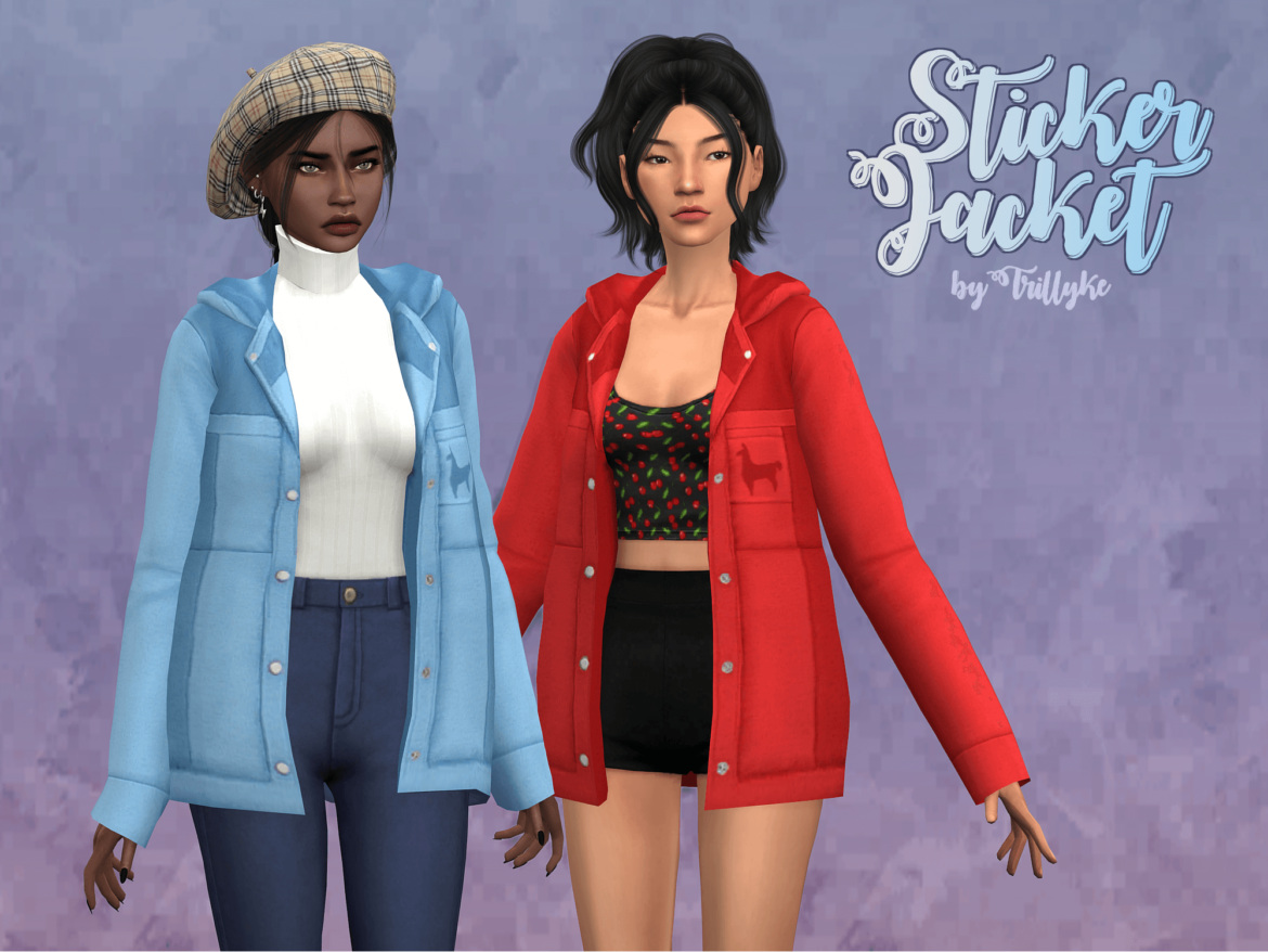 Sims 4 sticker jacket slightly oversized jacket in lots - MiCat Game