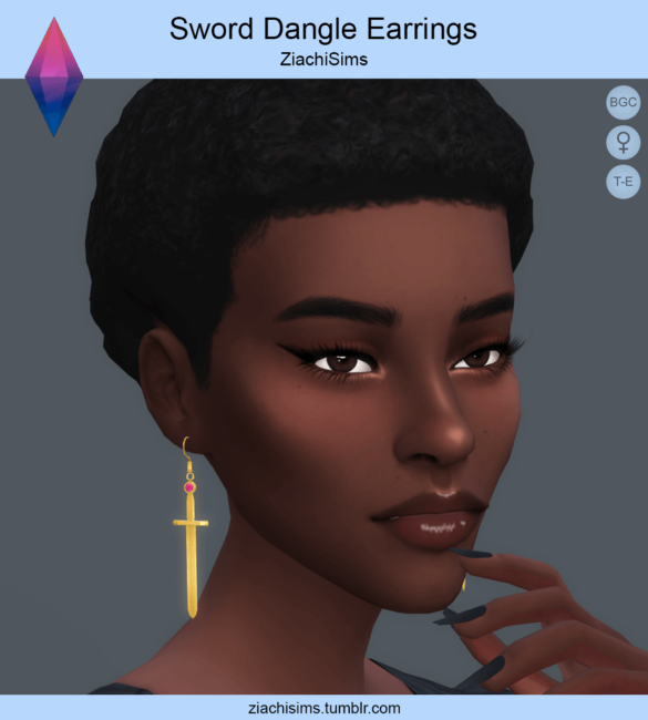 Sims 4 sword dangle earrings
