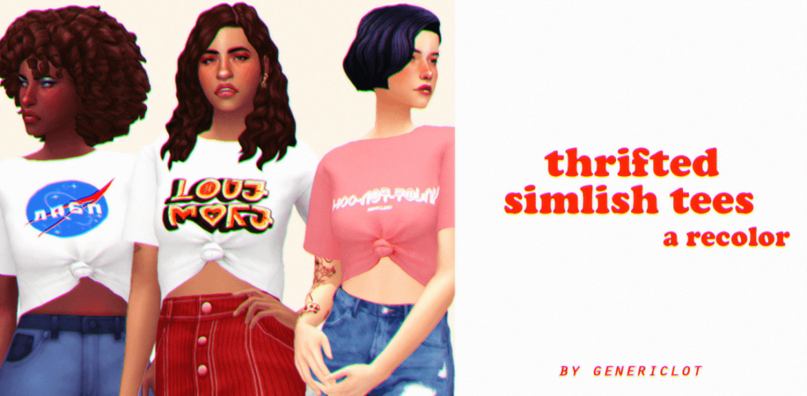 Sims 4 thrifted simlish tees a recolor