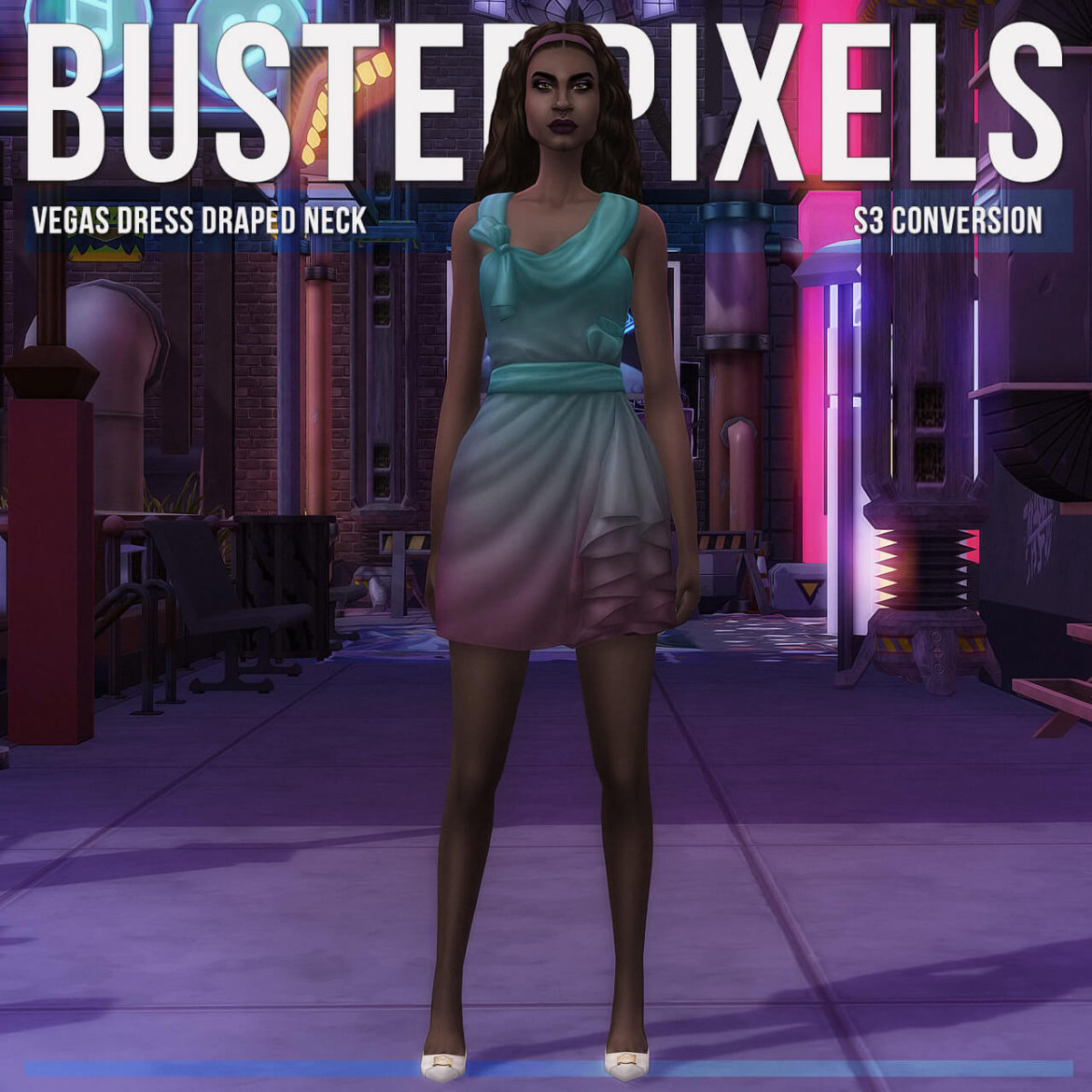 Sims 4 vegas dress draped neck s3 conversion base game