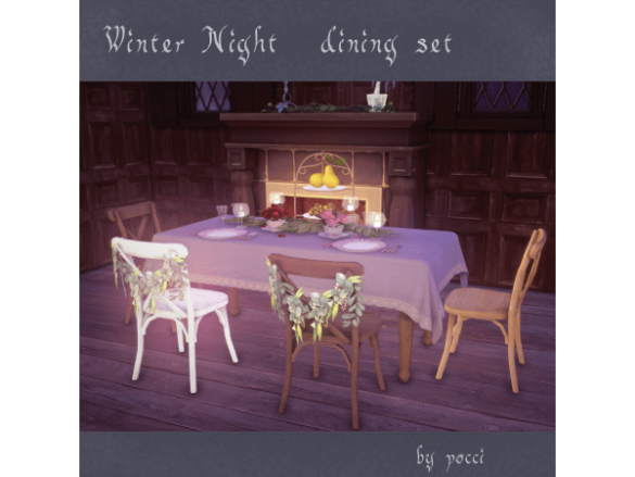 Sims 4 Winter Night dining set by pocci