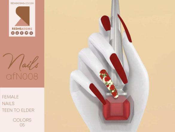 Sims 4 AF NAILS N008 by REDHEADSIMS