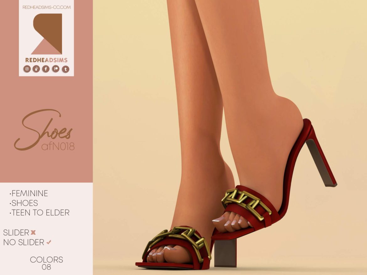 Sims 4 AF SHOES N018 | NO SLIDER at REDHEADSIMS